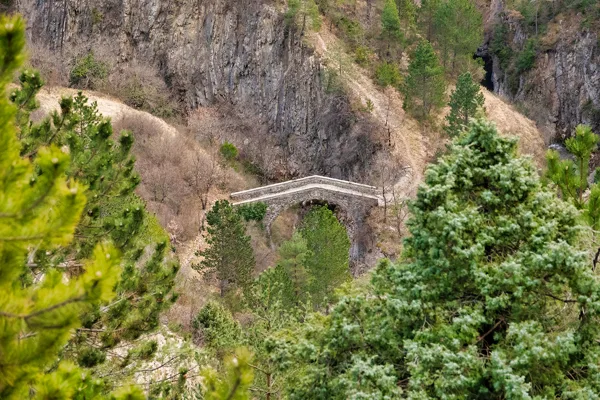 Le pont moyenageux dans la haute vallée de la Roudoule